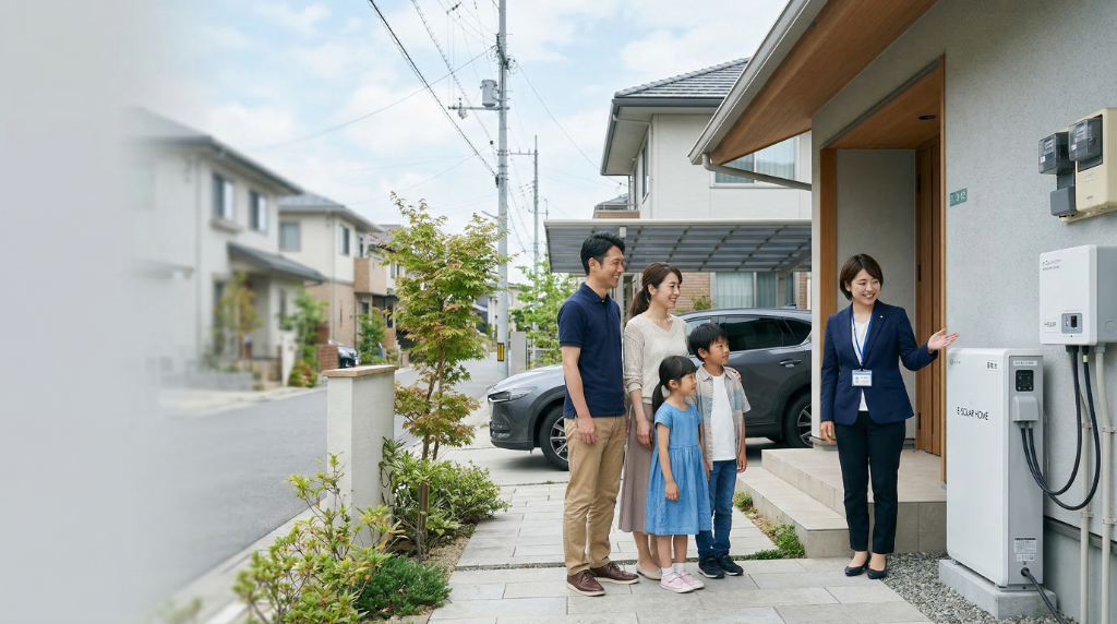 太陽光パネルと家族